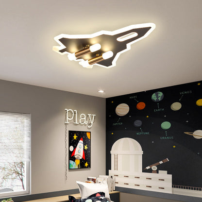 Contemporary Creative Plane Aluminum Iron Acrylic LED Kids Flush Mount Ceiling Light For Living Room