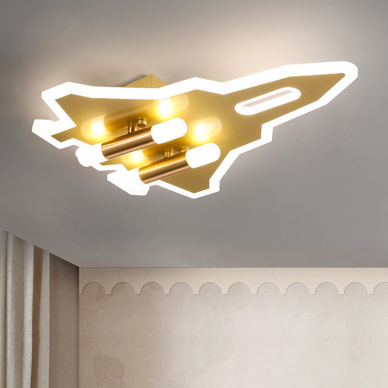 Contemporary Creative Plane Aluminum Iron Acrylic LED Kids Flush Mount Ceiling Light For Living Room