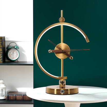 Traditional Vintage Clock Aluminum Plastic LED Table Lamp For Living Room