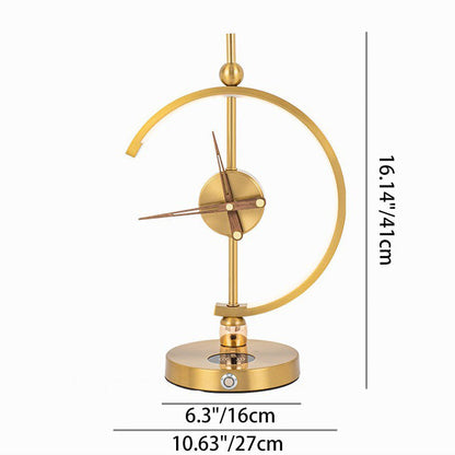 Traditional Vintage Clock Aluminum Plastic LED Table Lamp For Living Room