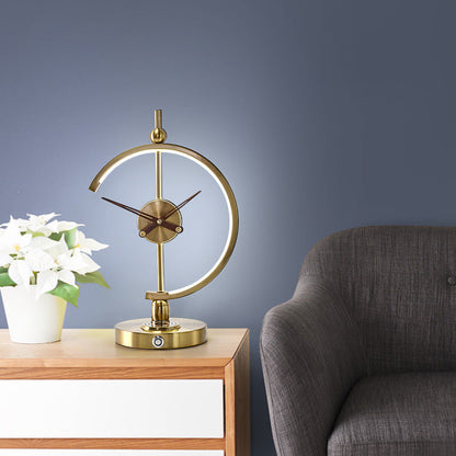 Traditional Vintage Clock Aluminum Plastic LED Table Lamp For Living Room