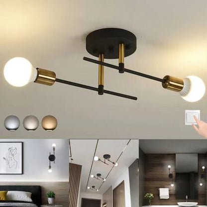 Contemporary Nordic Column Iron Glass 2-Light Semi-Flush Mount Ceiling Light For Living Room