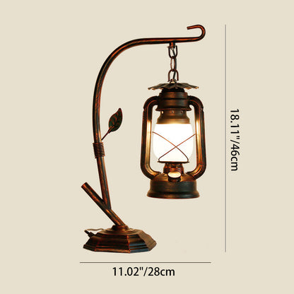 Contemporary Industrial Oval Iron Glass 1-Light Table Lamp For Living Room
