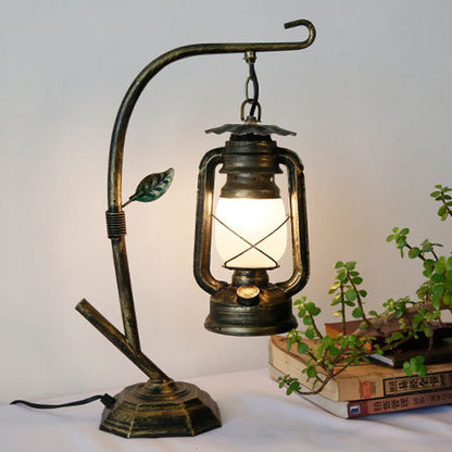 Contemporary Industrial Oval Iron Glass 1-Light Table Lamp For Living Room