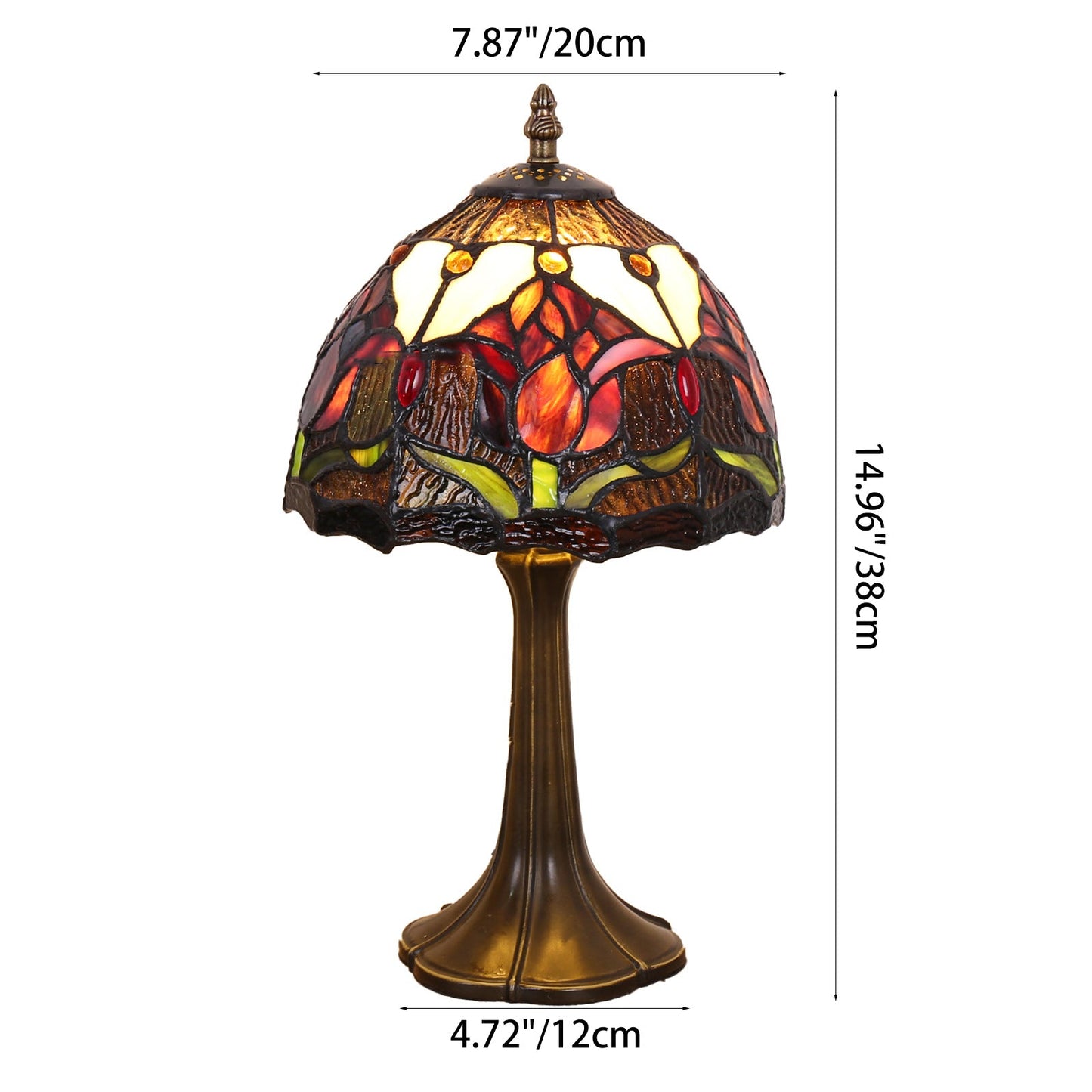 Traditional Tiffany Dome Iron Glass 1-Light Table Lamp For Living Room