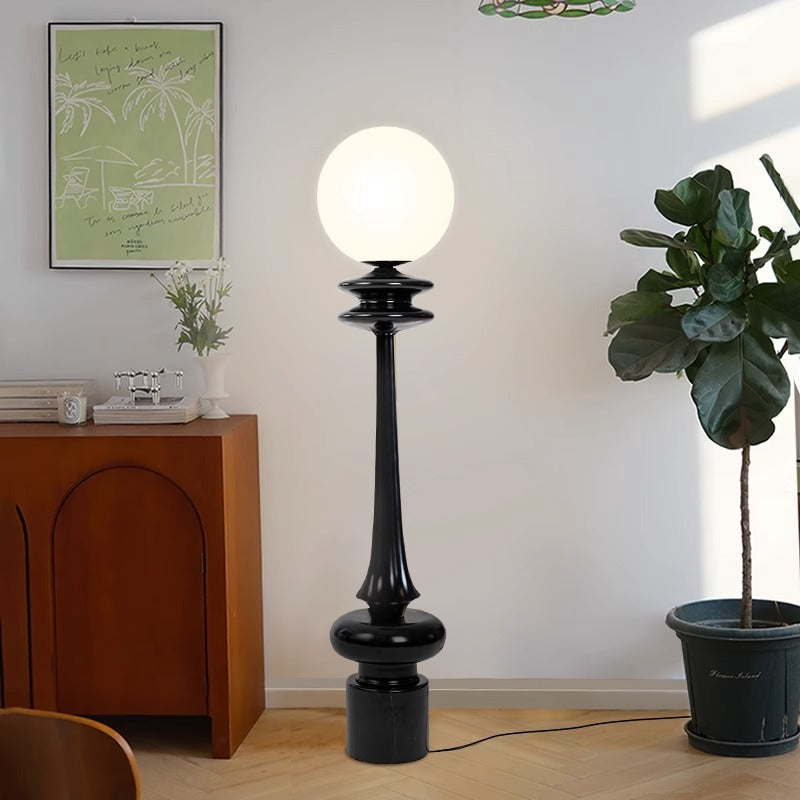 Traditional Vintage Column Resin Acrylic 1-Light Standing Floor Lamp For Living Room