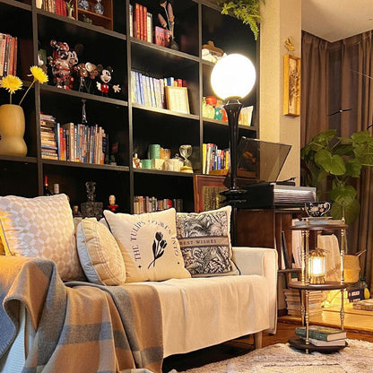 Traditional Vintage Column Resin Acrylic 1-Light Standing Floor Lamp For Living Room