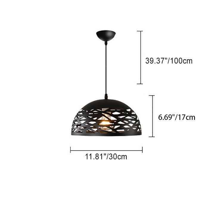 Contemporary Industrial Dome Iron 1-Light Pendant Light For Living Room