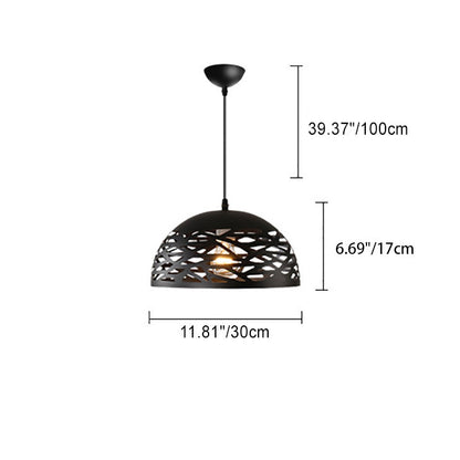Contemporary Industrial Dome Iron 1-Light Pendant Light For Living Room