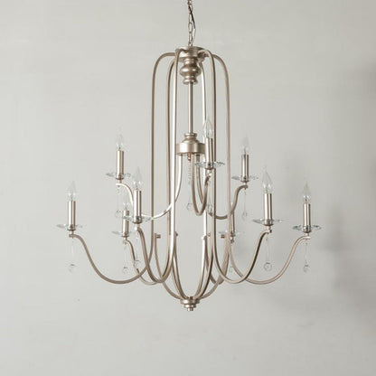 Traditional French Candlestick Iron Crystal 6/9-Light Chandeliers For Living Room