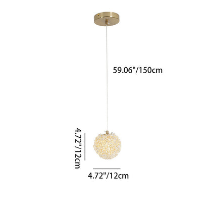 Contemporary Luxury Globe Iron Crystal 1-Light Pendant Light For Living Room