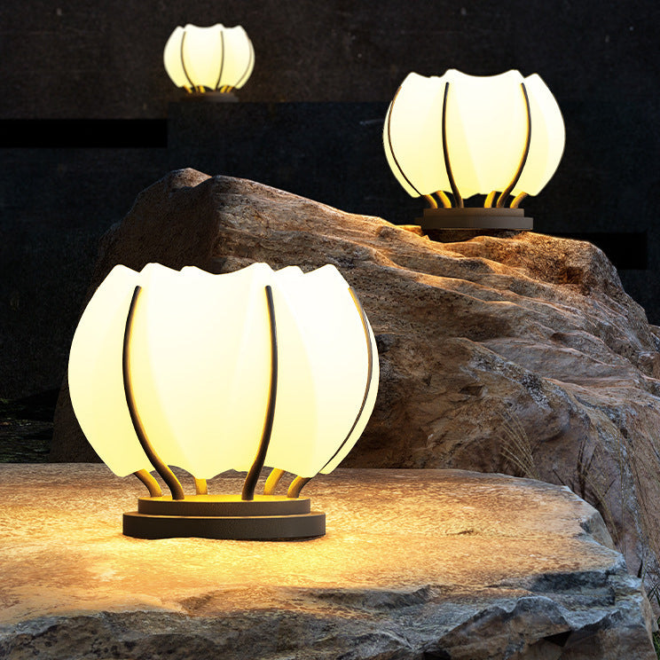 Contemporary Creative Flower Iron Plastic LED Post Head Light For Garden