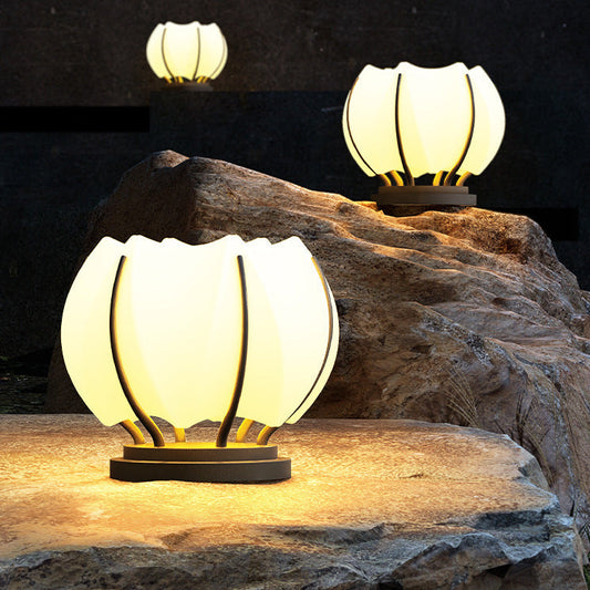 Contemporary Creative Flower Iron Plastic LED Post Head Light For Garden