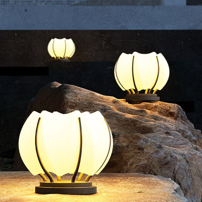 Contemporary Creative Flower Iron Plastic LED Post Head Light For Garden