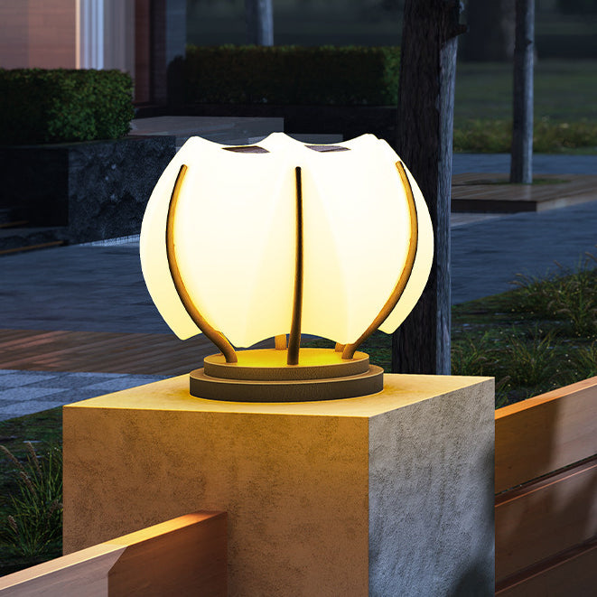 Contemporary Creative Flower Iron Plastic LED Post Head Light For Garden