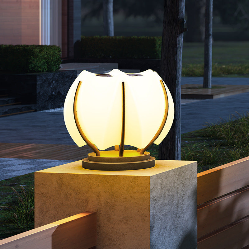 Contemporary Creative Flower Iron Plastic LED Post Head Light For Garden
