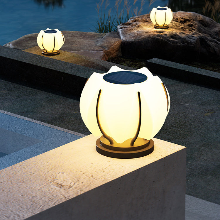 Contemporary Creative Flower Iron Plastic LED Post Head Light For Garden
