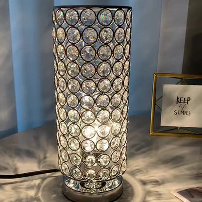 Modern Simplicity Cylinder Iron Crystal 1-Light Table Lamp For Living Room