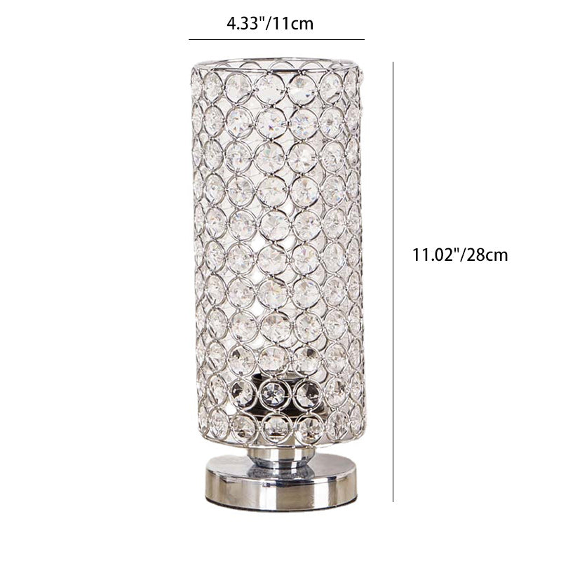 Modern Simplicity Cylinder Iron Crystal 1-Light Table Lamp For Living Room