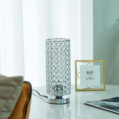 Modern Simplicity Cylinder Iron Crystal 1-Light Table Lamp For Living Room