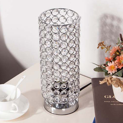 Modern Simplicity Cylinder Iron Crystal 1-Light Table Lamp For Living Room