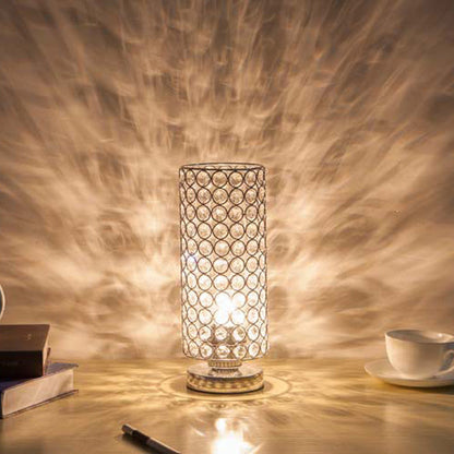 Modern Simplicity Cylinder Iron Crystal 1-Light Table Lamp For Living Room