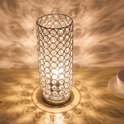 Modern Simplicity Cylinder Iron Crystal 1-Light Table Lamp For Living Room