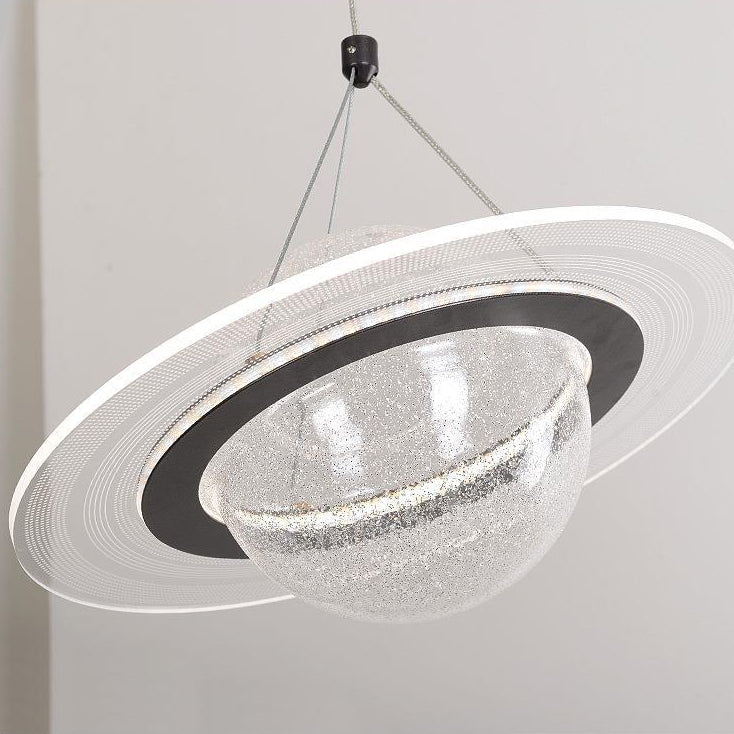 Contemporary Creative Moon Iron Acrylic LED Pendant Light For Living Room