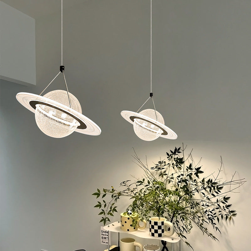 Contemporary Creative Moon Iron Acrylic LED Pendant Light For Living Room