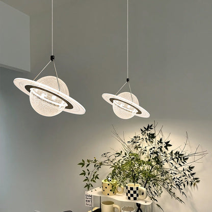 Contemporary Creative Moon Iron Acrylic LED Pendant Light For Living Room