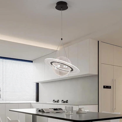 Contemporary Creative Moon Iron Acrylic LED Pendant Light For Living Room