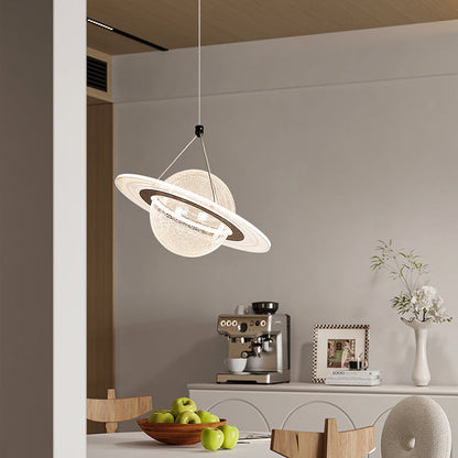 Contemporary Creative Moon Iron Acrylic LED Pendant Light For Living Room