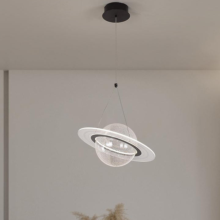 Contemporary Creative Moon Iron Acrylic LED Pendant Light For Living Room