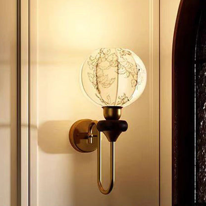 Traditional French Oval Iron Wood Fabric 1-Light Wall Sconce Lamp For Living Room