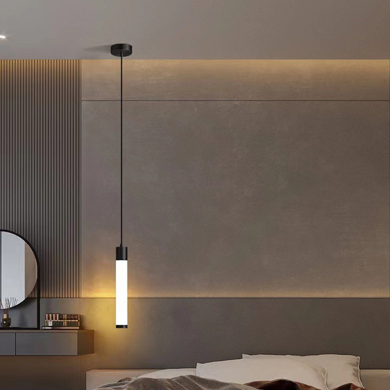 Contemporary Nordic Column Iron Acrylic LED Pendant Light For Living Room