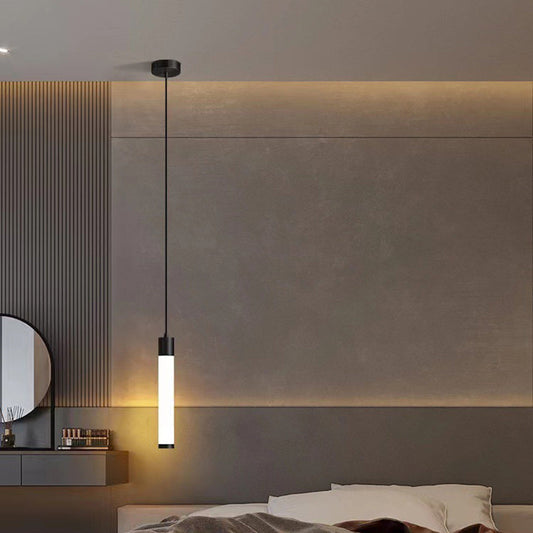 Contemporary Nordic Column Iron Acrylic LED Pendant Light For Living Room