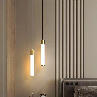 Contemporary Nordic Column Iron Acrylic LED Pendant Light For Living Room