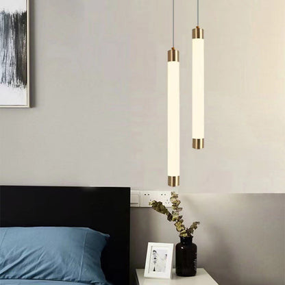 Contemporary Nordic Column Iron Acrylic LED Pendant Light For Living Room