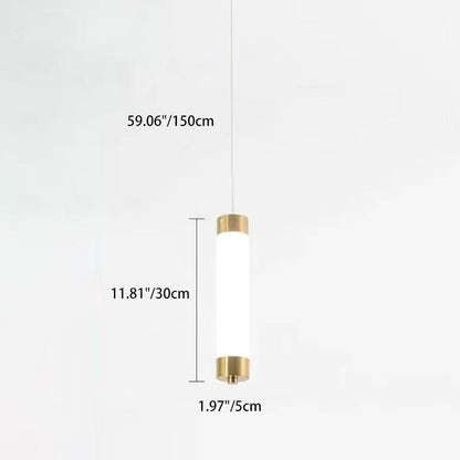 Contemporary Nordic Column Iron Acrylic LED Pendant Light For Living Room
