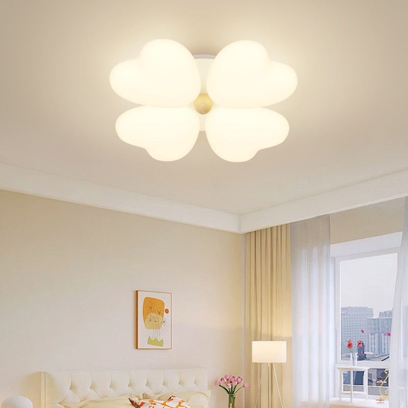 Contemporary Creative Heart Iron Plastic LED Semi-Flush Mount Ceiling Light For Bedroom
