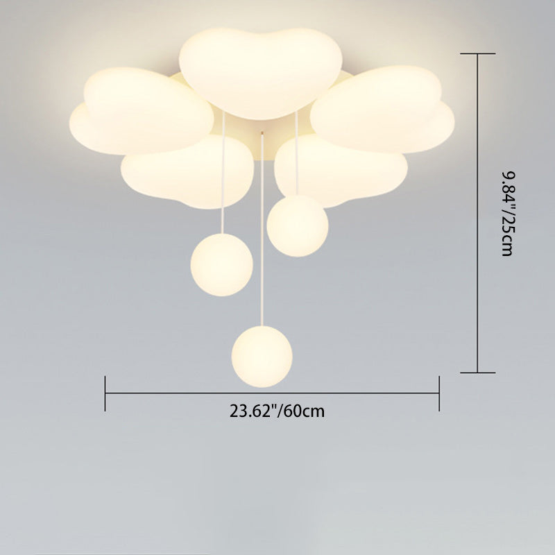 Contemporary Creative Heart Iron Plastic LED Semi-Flush Mount Ceiling Light For Bedroom