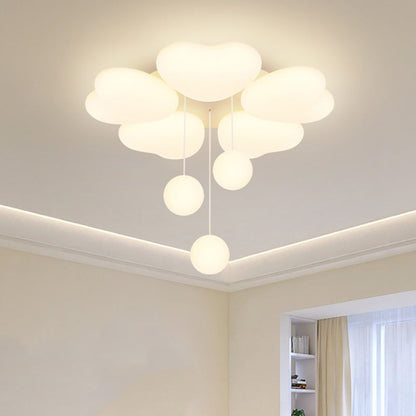 Contemporary Creative Heart Iron Plastic LED Semi-Flush Mount Ceiling Light For Bedroom