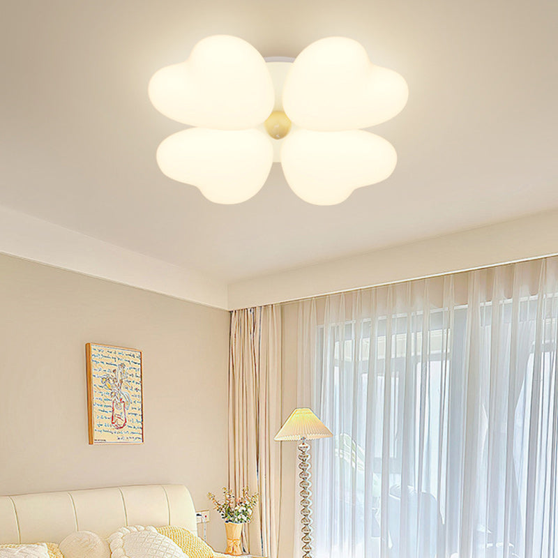 Contemporary Creative Heart Iron Plastic LED Semi-Flush Mount Ceiling Light For Bedroom