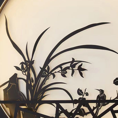 Traditional Chinese Round Iron Acrylic LED Wall Sconce Lamp For Garden
