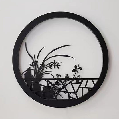 Traditional Chinese Round Iron Acrylic LED Wall Sconce Lamp For Garden