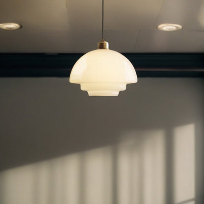 Contemporary Creative Round Iron Glass 1-Light Pendant Light For Living Room