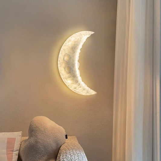 Contemporary Nordic Moon Iron Plastic LED Wall Sconce Lamp For Living Room
