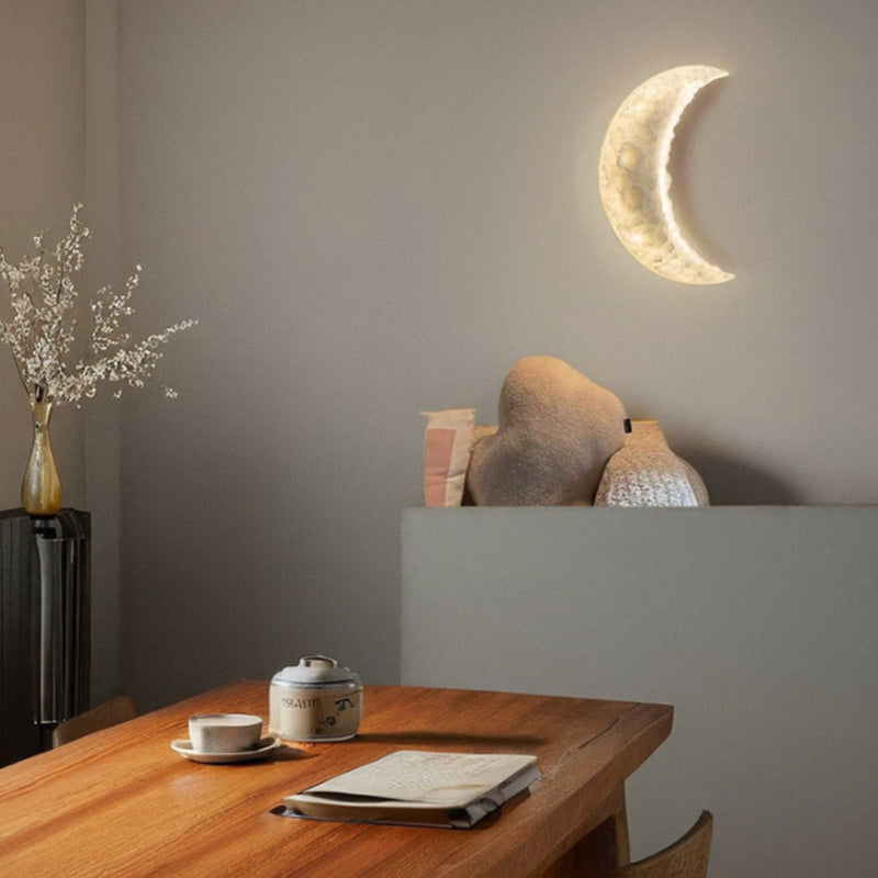 Contemporary Nordic Moon Iron Plastic LED Wall Sconce Lamp For Living Room