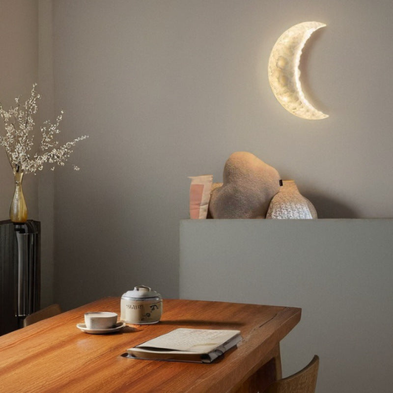 Contemporary Nordic Moon Iron Plastic LED Wall Sconce Lamp For Living Room