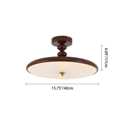 Traditional Vintage Round Iron Plastic LED Semi-Flush Mount Ceiling Light For Living Room